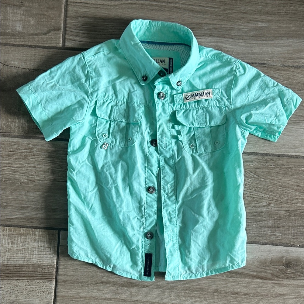 Magellan Outdoors Toddler Mint Green Short-Sleeve Button-Down Shirt